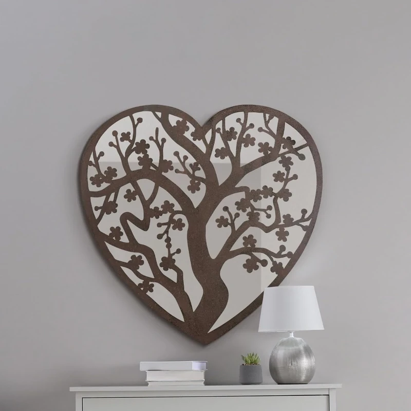 The Kirkby - Rustic Metal Heart Shaped Decorative Wall Mirror 28" X 28" (70CM X 70CM)