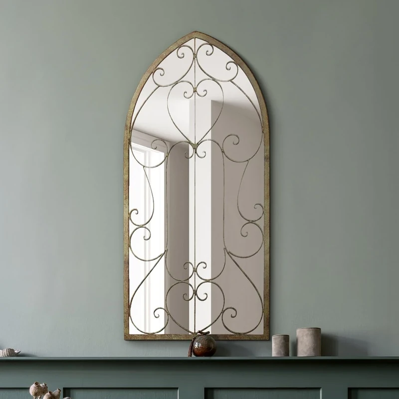 The Kirkby - Rustic Metal Arched Decorative Wall or Leaner Mirror 39" X 20" (100CM X 50CM)