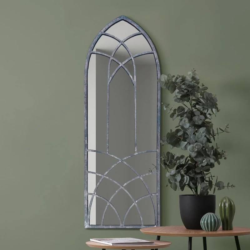The Chelsea - Rustic Metal Arched Decorative Wall or Leaner Mirror 48" X 18" (121CM X 45CM)