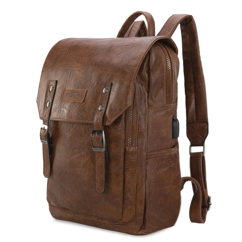 Montana West × Wrangler Vegan Leather Fashion Backpack Unisex Backpack Purse, Dark Brown, S, Classic - Image 1