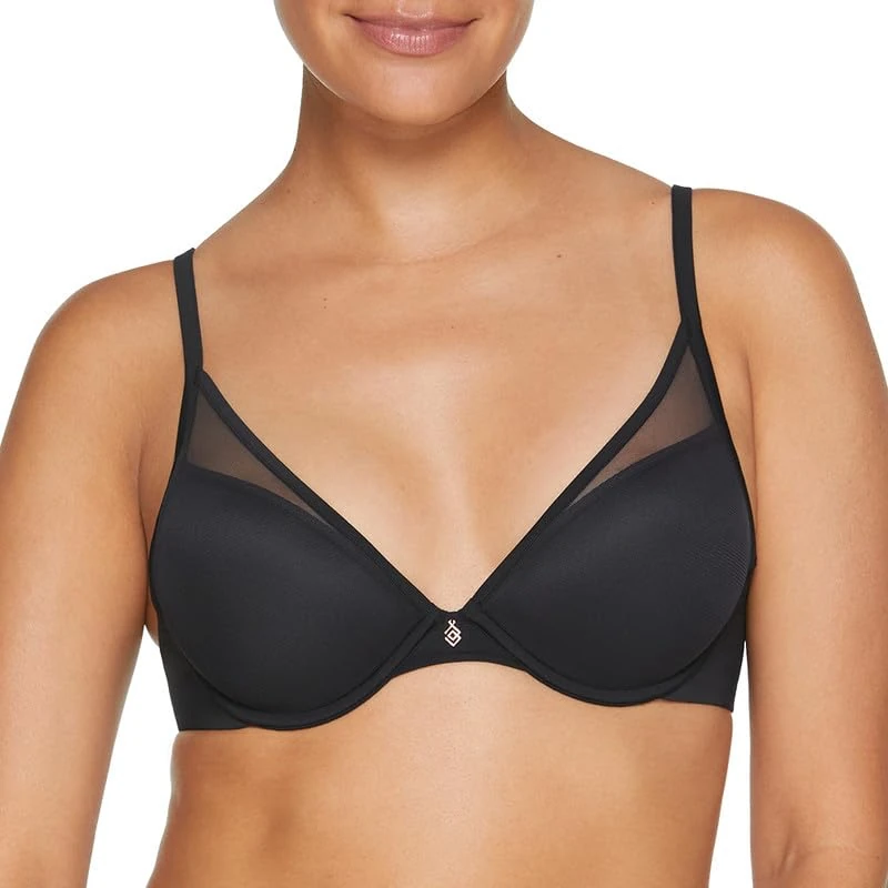 ThirdLove Classic Plunge Bra, Sexy Underwire V-Neck Bra for Small Breasts, Low Cut, No-Show Lines, Women's Everyday Comfort, Black, 34A