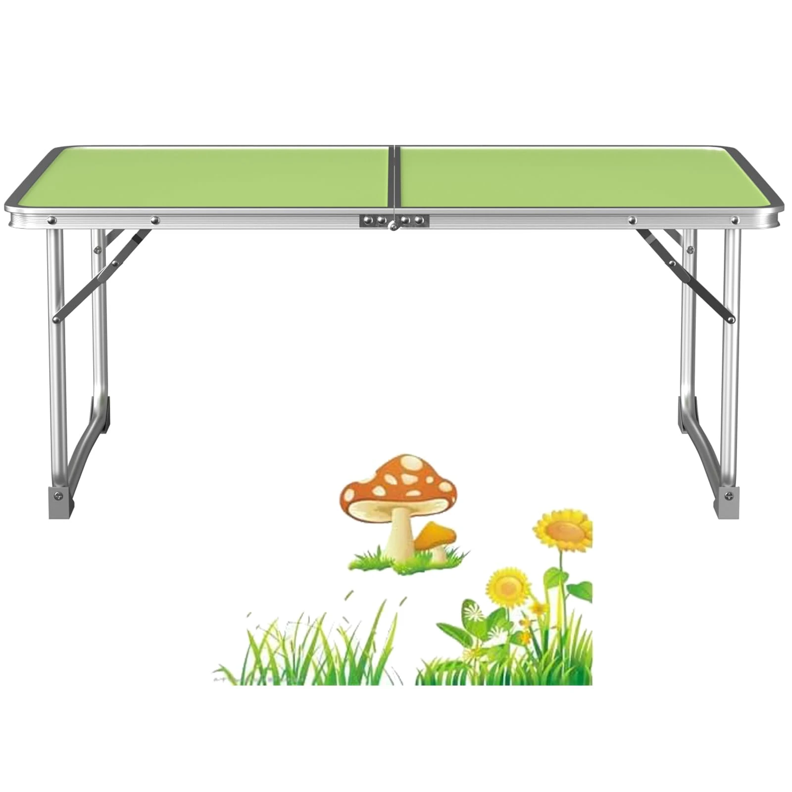 Lucn 2ft Folding Camping Table, Portable Foldable Pop-Up Picnic Tables for Outdoor Indoor Garden, Balcony Market Kitchen Work Table, 60 x 40 x 26cm Green
