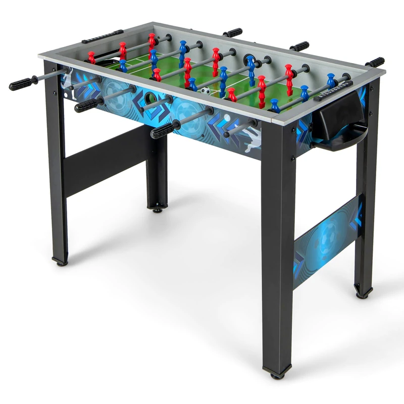GYMAX Football Table, 41’’ Freestanding Foosball Table with 18 Football Players, 2 Footballs & Ergonomic Handle, Indoor Wooden Soccer Game for Kids Adults Game Room, Office, Party