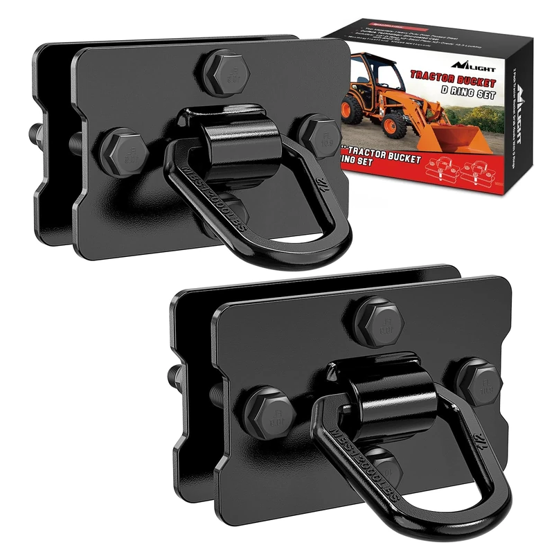 Nilight 2PCS Tractor Bucket Grab Hook 3/8'' Heavy Duty Drop Forged Steel Bolt On Zinc-Coated Cast Tow Max 15000 LBS Black - Image 1