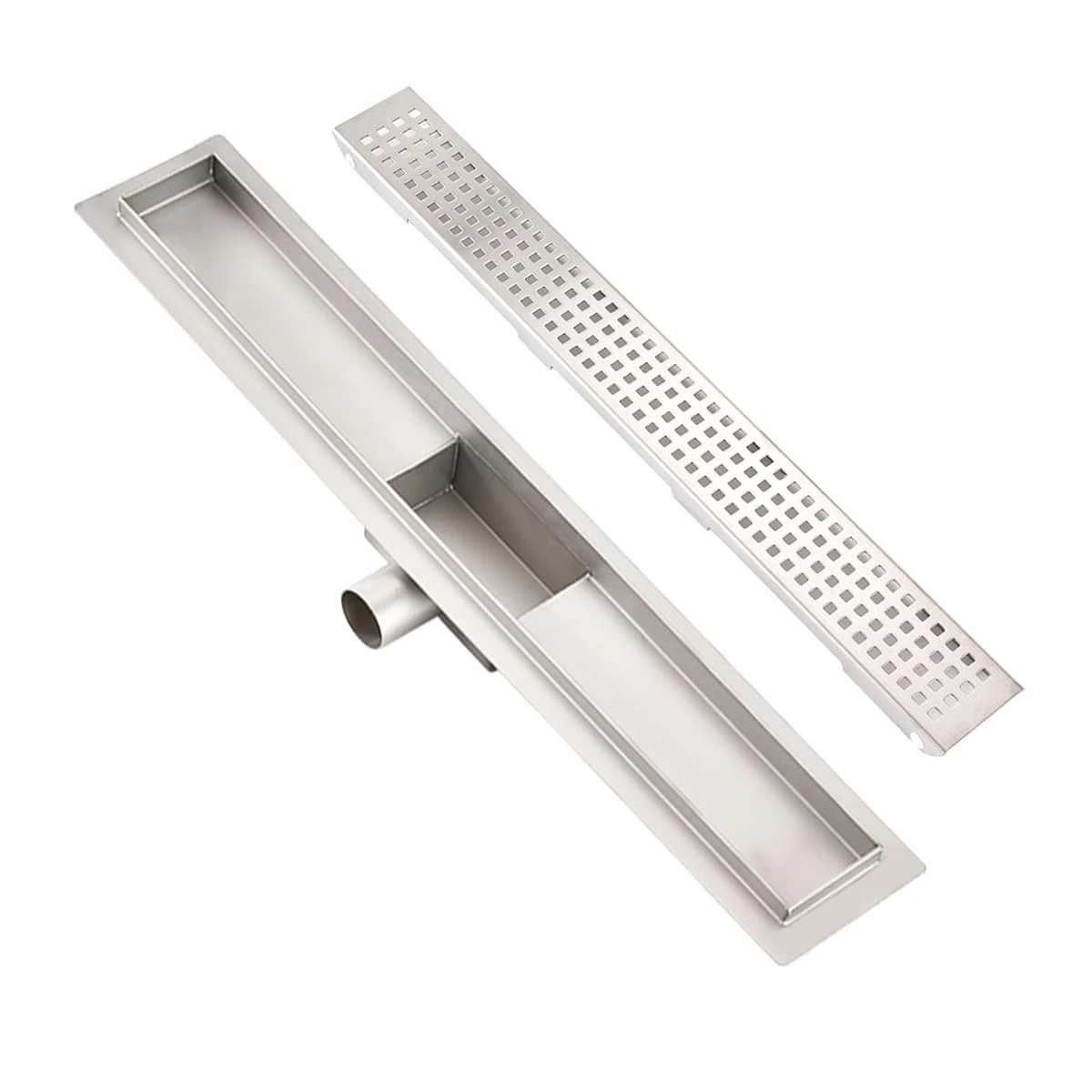 Plumbsys Linear Shower Drain 60cm Made of 304 stainless steel, Shower Drain Channel height adjustable Suit For Bathroom Kitchen