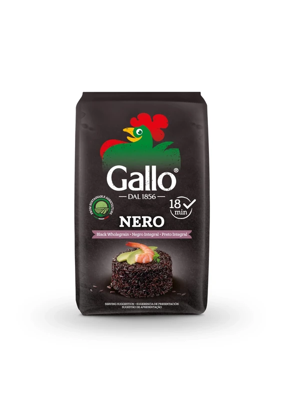 Riso Gallo Nero, Vegan Black Wholegrain Rice, Premium Gourmet Quality with Rich & Nutritious Whole Grain, 500 g (Pack of 1)