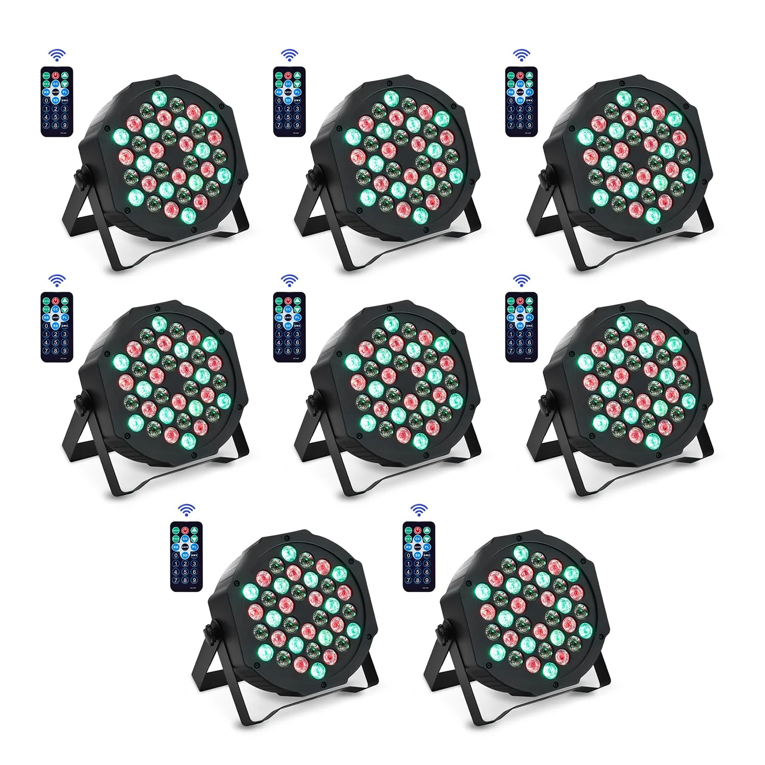 Stage Lights 36LED 72W Disco Lights RGB DMX512 with Remote Control, Par Light 7 Modes Stage Lighting Effect DJ Lights for Party Bar Club Wedding Halloween Christmas (8PCS)