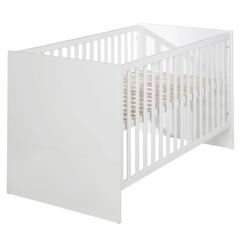 roba Wooden Convertible Cot "Lilo" (70 x 140 cm) - Height-Adjustable with 3 Removable Rungs - Baby Bed Convertible to Toddler Bed - White