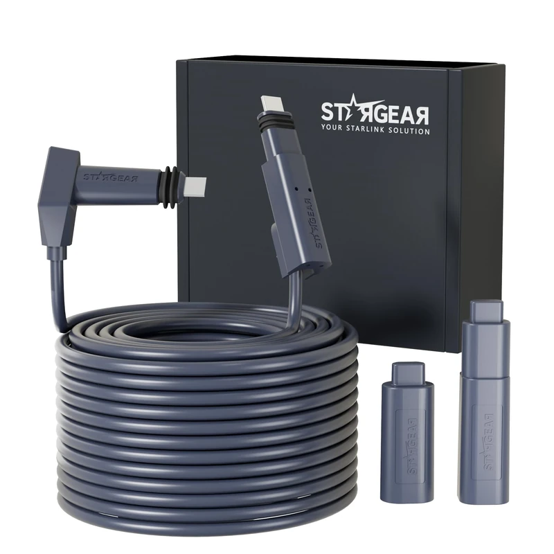 STARGEAR Starlink Cable 16.4FT for Standard Actuated Gen 2, Starlink Replacement Cable for Rectangular Satellite V2 Waterproof Gray
