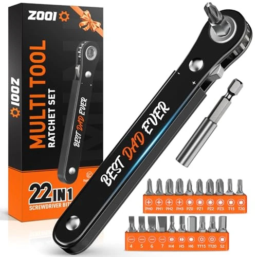 Stocking Stuffers for Men Adults Ratcheting Pocket Screwdriver Gifts for Men Dad, EDC Gear Tools, Mens Dad Gifts for Him, Grandpa 90 Degree Ratchet Screwdriver, Right Angle Screwdrivers