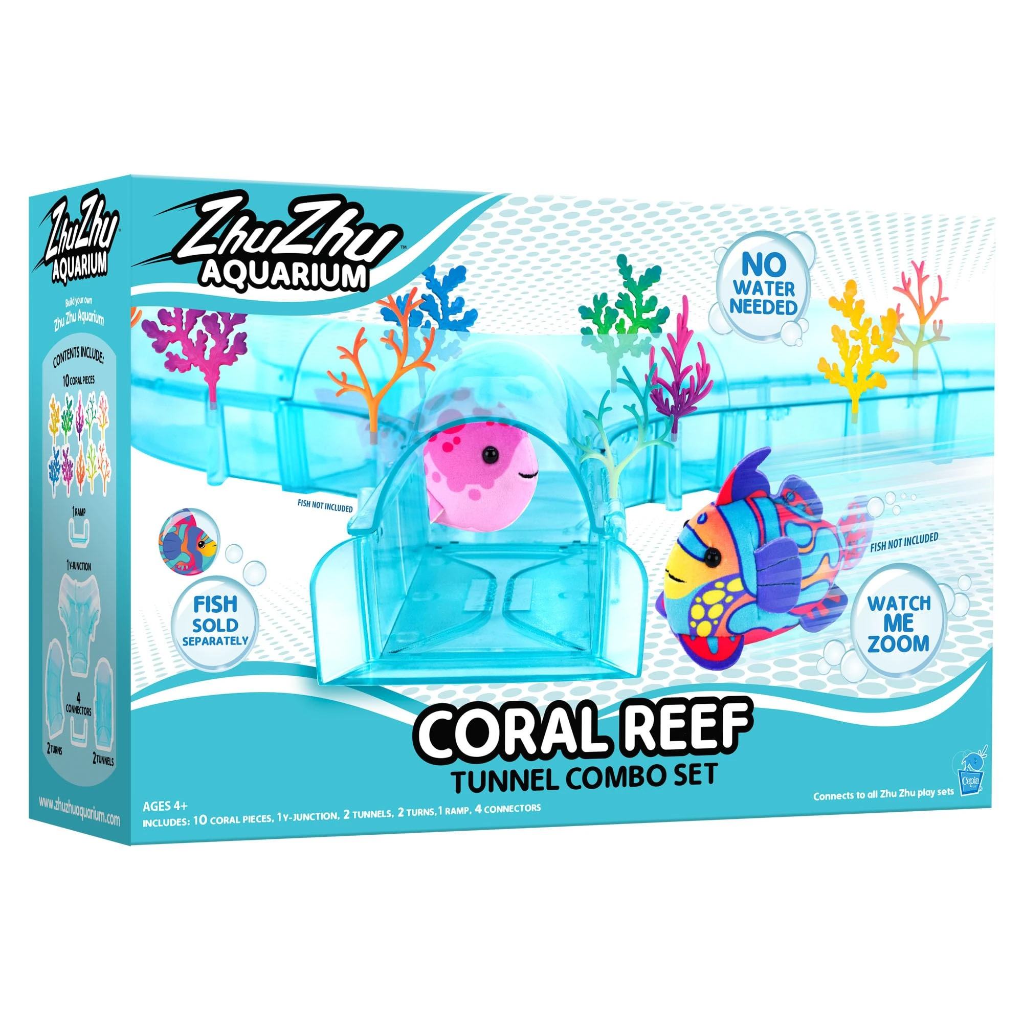John Adams Zhu Zhu Pets Aquarium Coral Reef Tunnel Playset | Electronic Pets | Ages 4+, Blue