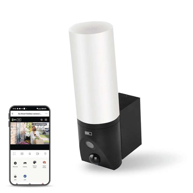EMOS GoSmart Outdoor Surveillance Camera with WiFi and App + 1200lm LED Light, Rotating 3MP IP Camera with Light, Compatible with Alexa, Google Assistant, Without Subscription Trap, Black