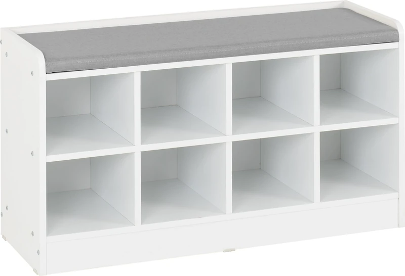 Seconique Portland Shoe Bench in White/Steel Fabric