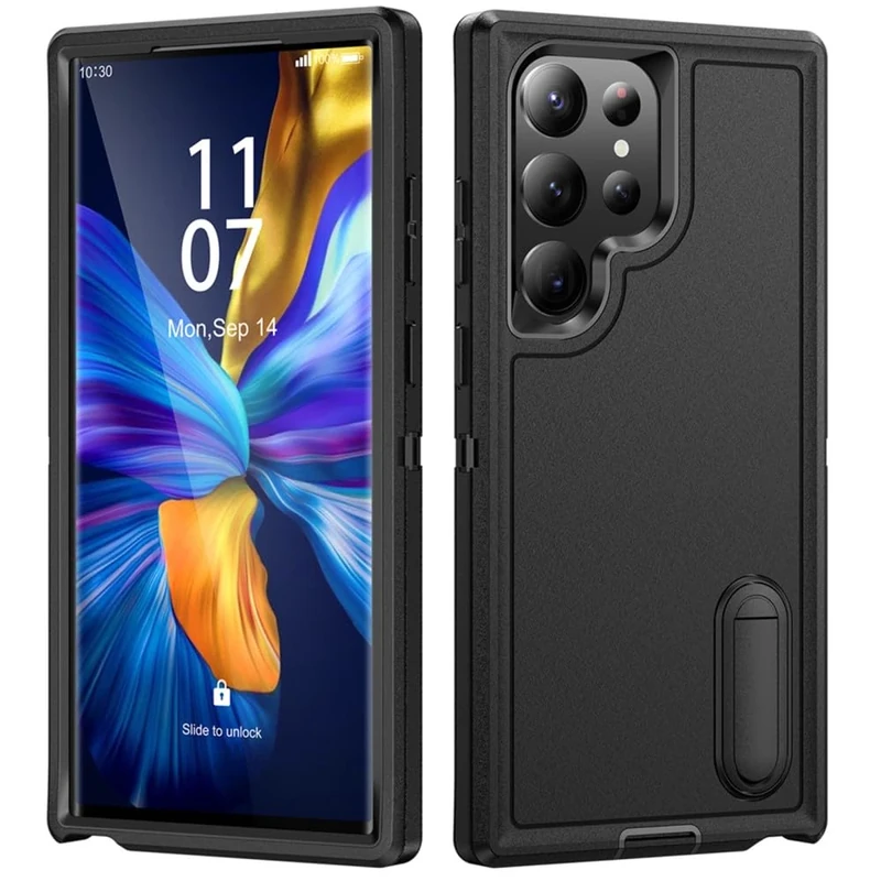 Case for Samsung Galaxy S23 Ultra Plus S22 Ultra Plus A54 A53 A14 A53 Heavy Duty Rugged Protective with Kickstand Cover,Black,For Samsung S22 Ultra