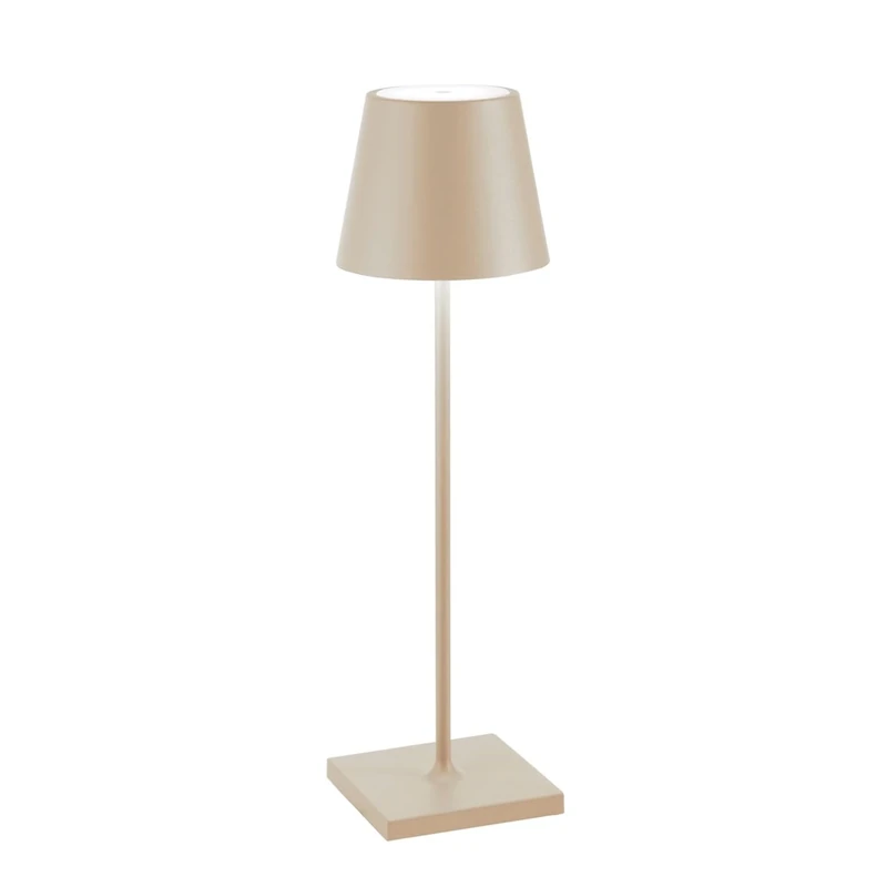 Zafferano, Poldina Pro Lamp, Rechargeable Cordless Table Lamp with Touch Controls, Suitable for Interior and Outdoor, Dimmer, 2200-3000 K, Height 38 cm, Sand Colour