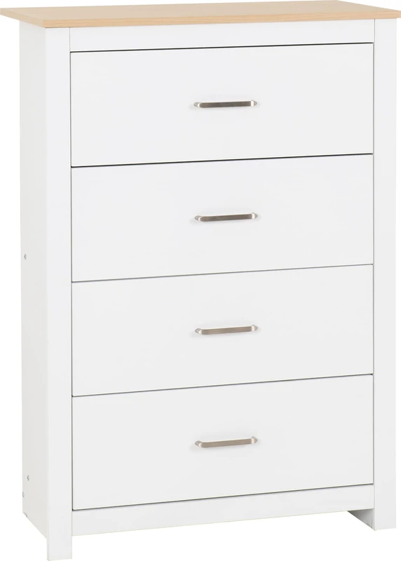 Seconique 4 Drawer Chest, Engineered Wood, White/Oak Effect, W 800mm x D 400mm x H 1140mm