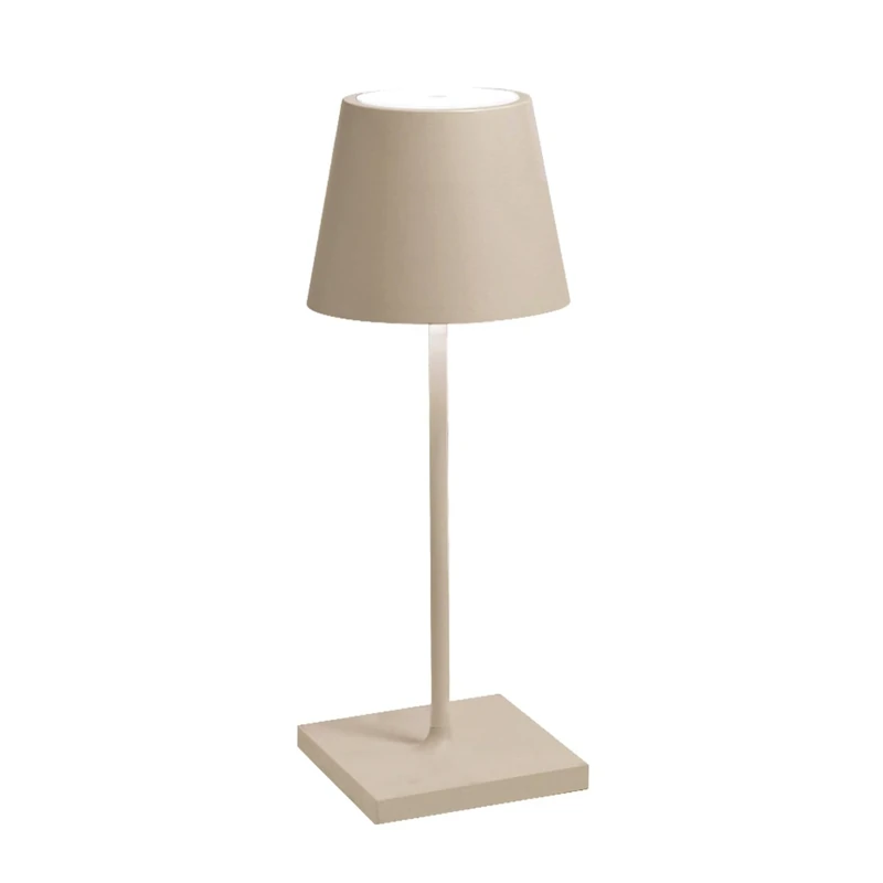 Zafferano, Poldina Pro Mini Lamp, Rechargeable Cordless Table Lamp with Touch Controls, Suitable for Interior and Outdoor, Dimmer, 2200-3000 K, Height 30 cm, Sand Colour