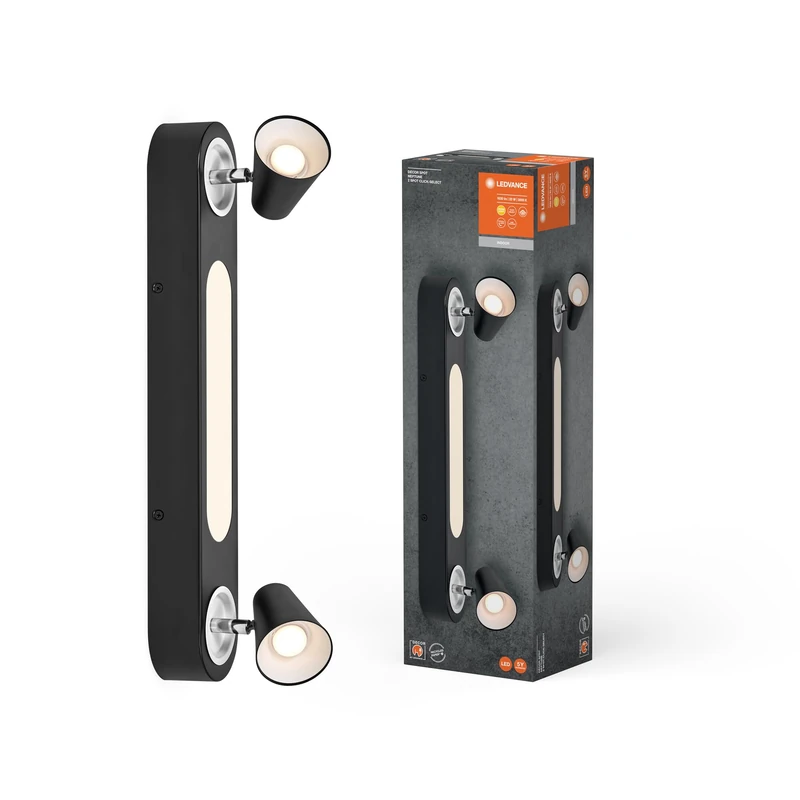 LEDVANCE Decor SPOT Neptune, 20W, 635lm, Black, Spotlight, Adjustable Heads, Versatile, Indoor spot, Warm White Light Color, high-Quality Optics, Easy Installation