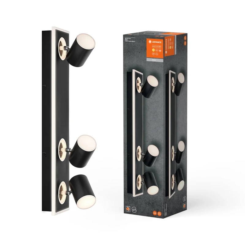 LEDVANCE Decor SPOT Mars, 41W, 1425lm, Black, Spotlight, Adjustable Heads, Versatile, Indoor spot, Warm White Light Color, high-Quality Optics, Easy Installation