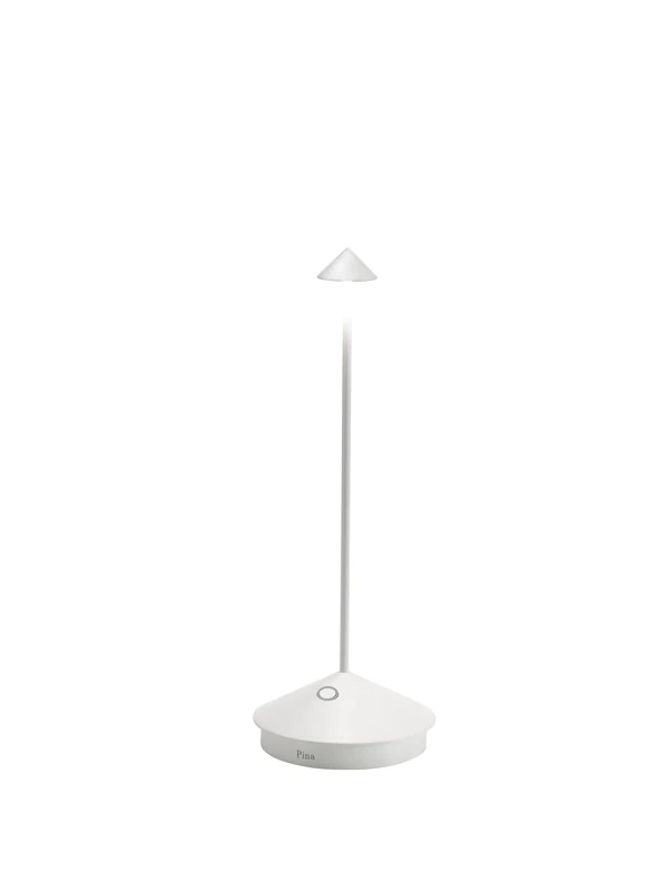 Zafferano, Pina Pro Lamp, Rechargeable Cordless Table Lamp with Touch Controls, Suitable for Interior and Outdoor, Dimmer, 2200-3000 K, Height 29 cm, White Colour