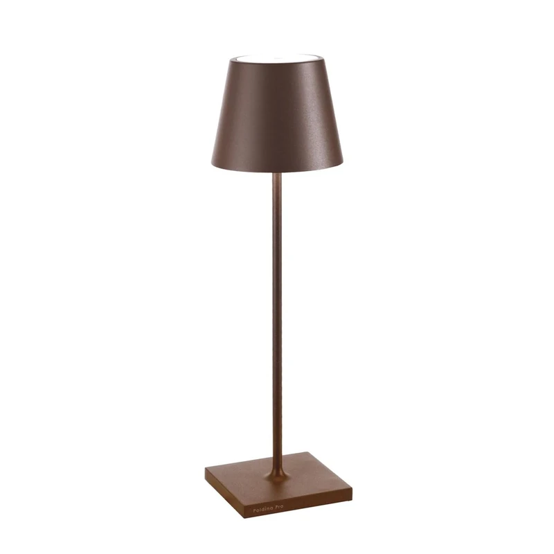 Zafferano, Poldina Pro Lamp, Rechargeable Cordless Table Lamp with Touch Controls, Suitable for Interior and Outdoor, Dimmer, 2200-3000 K, Height 38 cm, Corten Colour