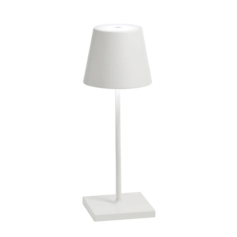 Zafferano, Poldina Pro Mini Lamp, Rechargeable Cordless Table Lamp with Touch Controls, Suitable for Interior and Outdoor, Dimmer, 2200-3000 K, Height 30 cm, White Colour