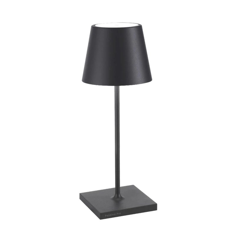 Zafferano, Poldina Pro Mini Lamp, Rechargeable Cordless Table Lamp with Touch Controls, Suitable for Interior and Outdoor, Dimmer, 2200-3000 K, Height 30 cm, Dark Gray Colour