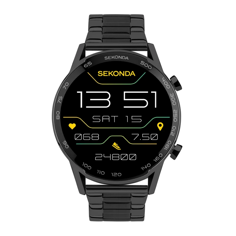 Sekonda Active Plus Smart Watch 45mm with Black Stainless Steel Strap 30226