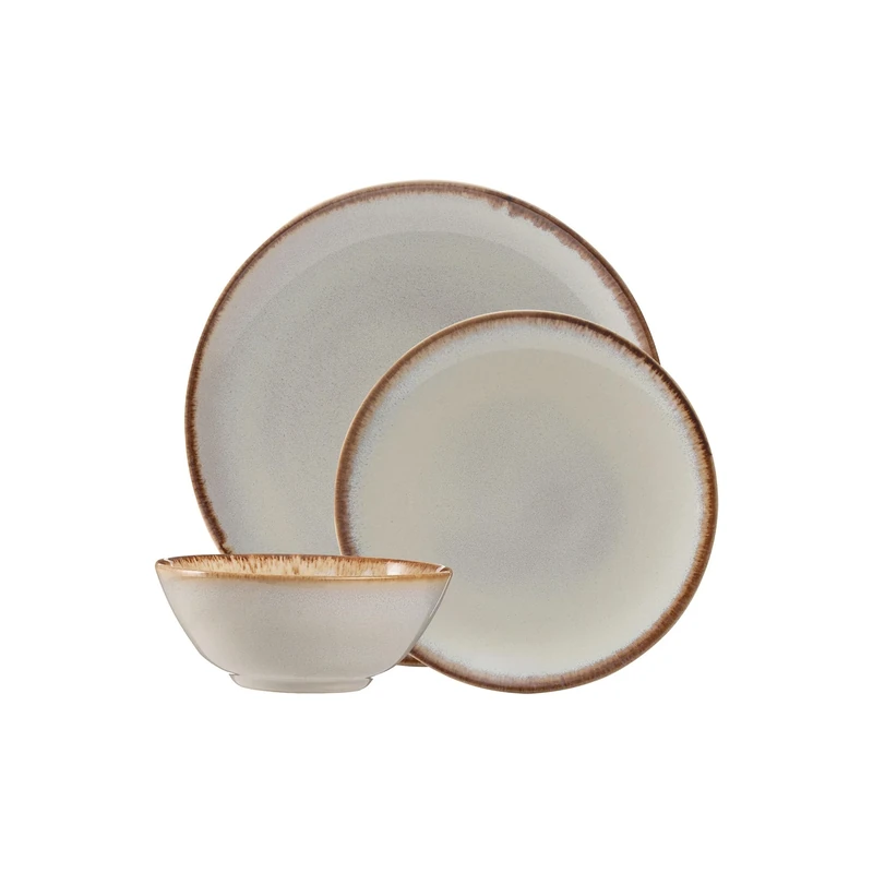 Mason Cash Reactive Cream Stoneware Dinner Set | 12-Piece Tableware Collection with Reactive Glaze Finish | Includes 4 Dinner Plates, 4 Side Plates & 4 Bowls | Dishwasher & Microwave Safe
