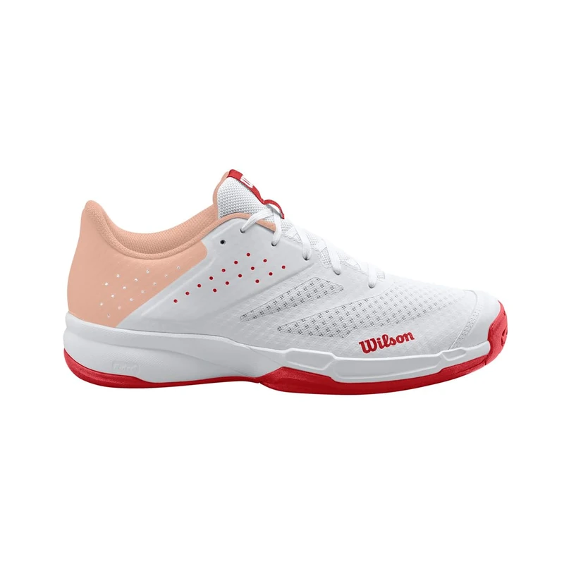 Wilson Kaos Stroke 2.0 Women's Tennis Shoe, Size 4, White/Peach Parfait/Infrared