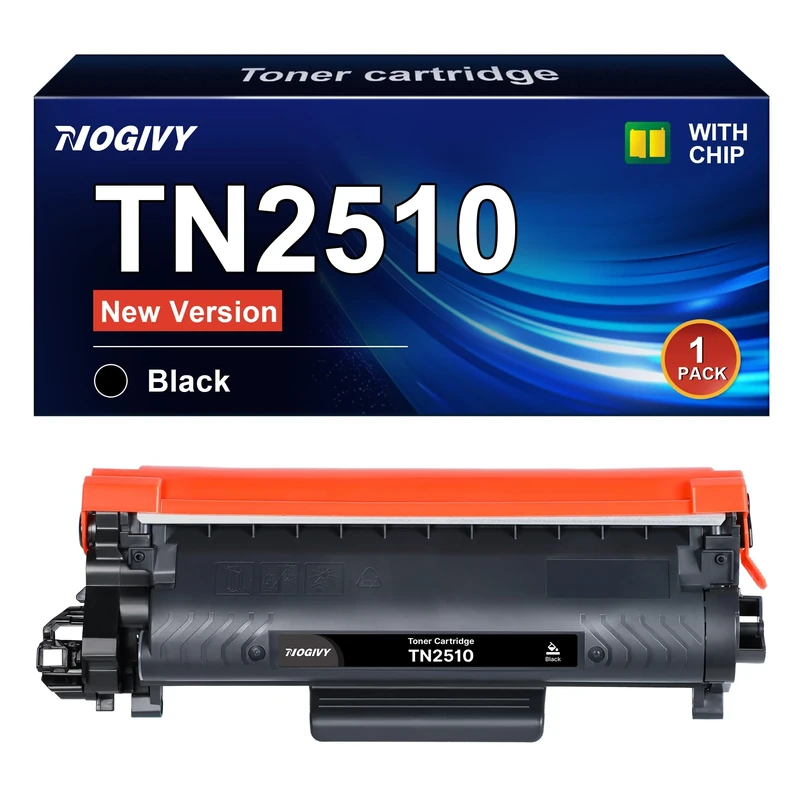 NOGIVY TN2510 TN2510XL Toner Cartridge Compatible for Brother 2510 TN2510 TN-2510XL for Brother HL-L2400DWE DCP-L2627DWE DCP-L2620DW HL-L2445DW MFC-L2827DW MFC-L2800DW DCP-L2660DW (1 Black, With Chip)