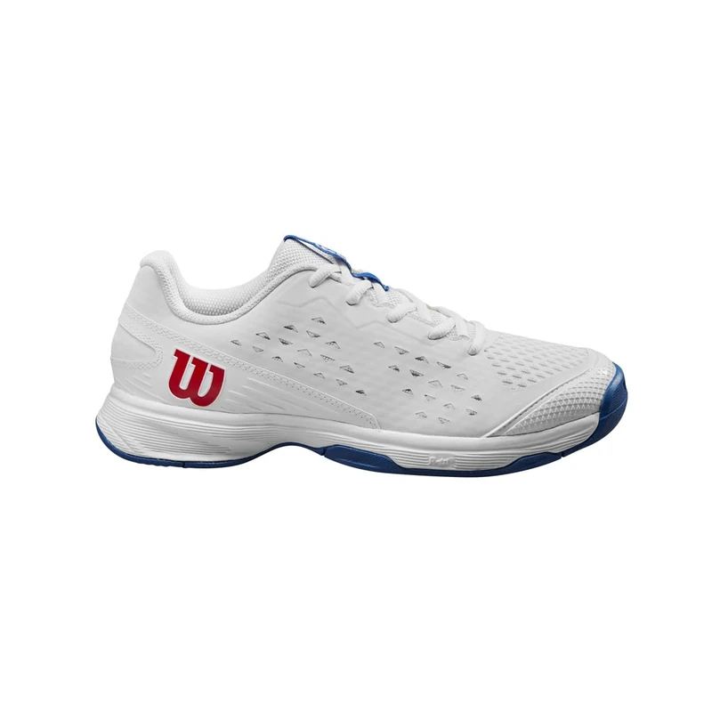 Wilson Rush Pro Jr L Tennis Shoe, Juniors, Size 36 2/3, White/Deja Vu Blue/Wilson Red