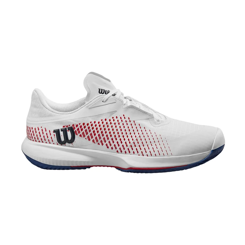 Wilson Kaos Swift 1.5 Clay Tennis Shoe for Clay Court, Men's, Size 12, White/Deja Vu Blue/Wilson Red