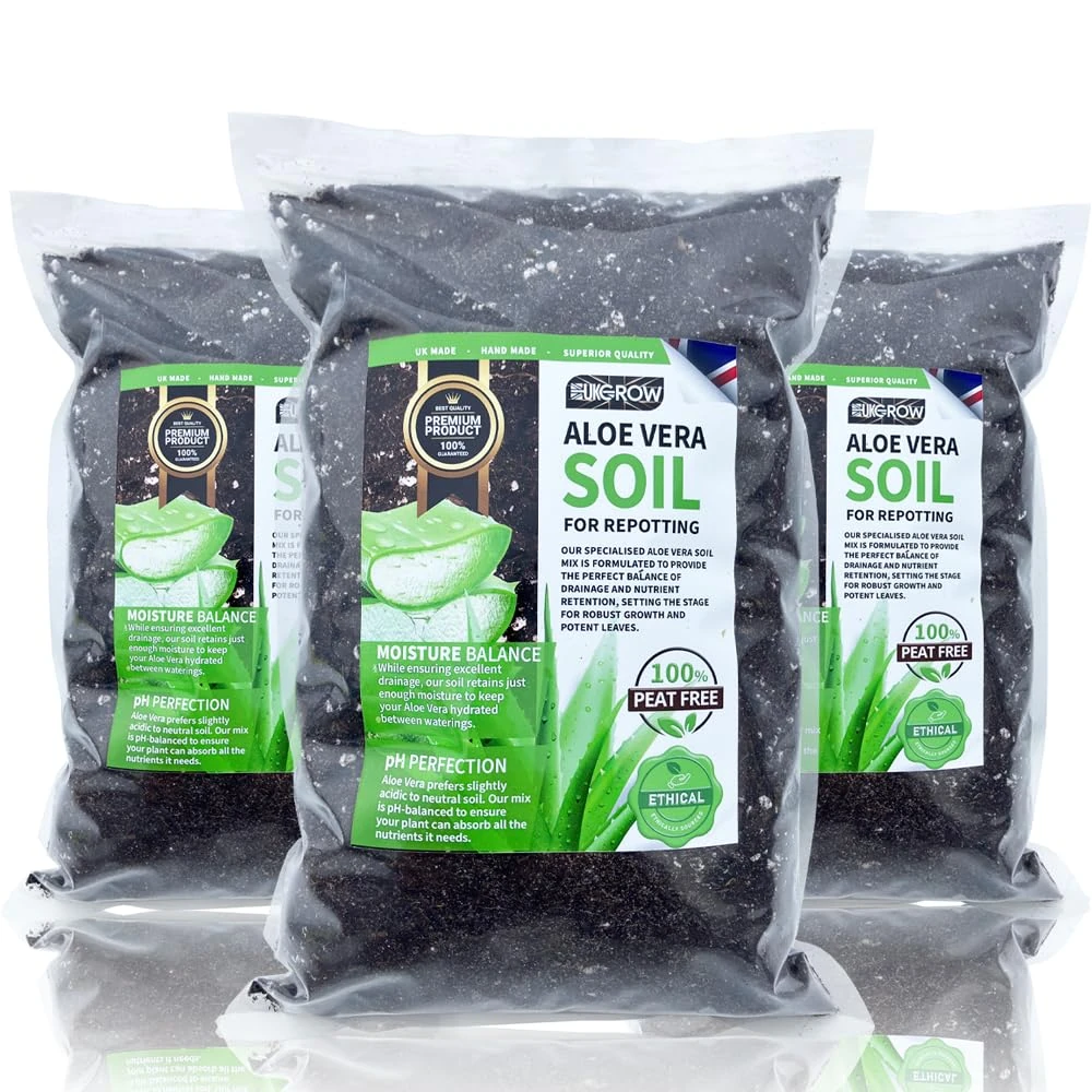 Aloe Vera Soil Mix by UKGROW Premium - Organic & Pest-Resistant Plant Soil for Healthy Growth - Available in 1L, 2L, 3L, 5L, 10L, 20L Buckets & Bags (Heat Sealed Bag, 10 Litre)