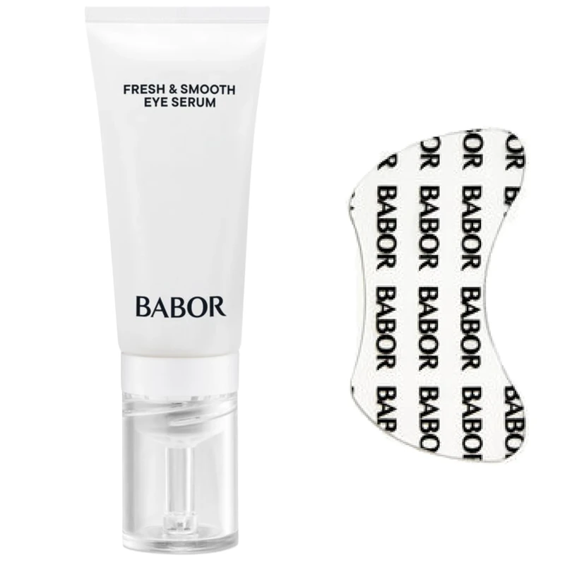 BABOR Instant Fresh & Smooth Eye Serum + Patches | Intensive Moisture & Freshness for a Smooth Eye Area | Eye Serum and Eye Pads (reusable) - 15ml Serum & 2 Eye Pads