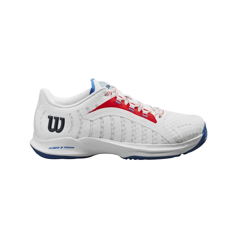 Wilson Hurakn Pro Padel Shoe, Women's, Size 6, White/Wilson Red/Deja Vu Blue