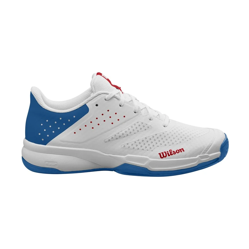 Wilson KAOS Stroke 2.0 Tennis Shoe, Men's, Size 13 1/2, White/Deja Vu Blue/Wilson Red