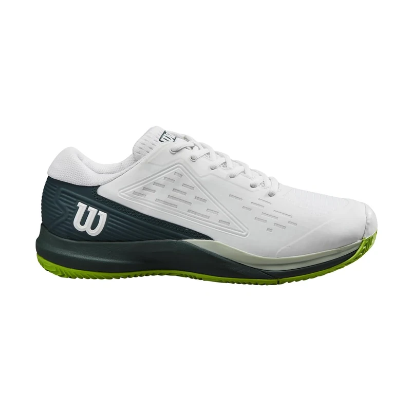 Wilson Rush Pro Ace Tennis Shoe for Clay Court, Men's, Size 7, White/Ponderosa Pine/Jasmine Green