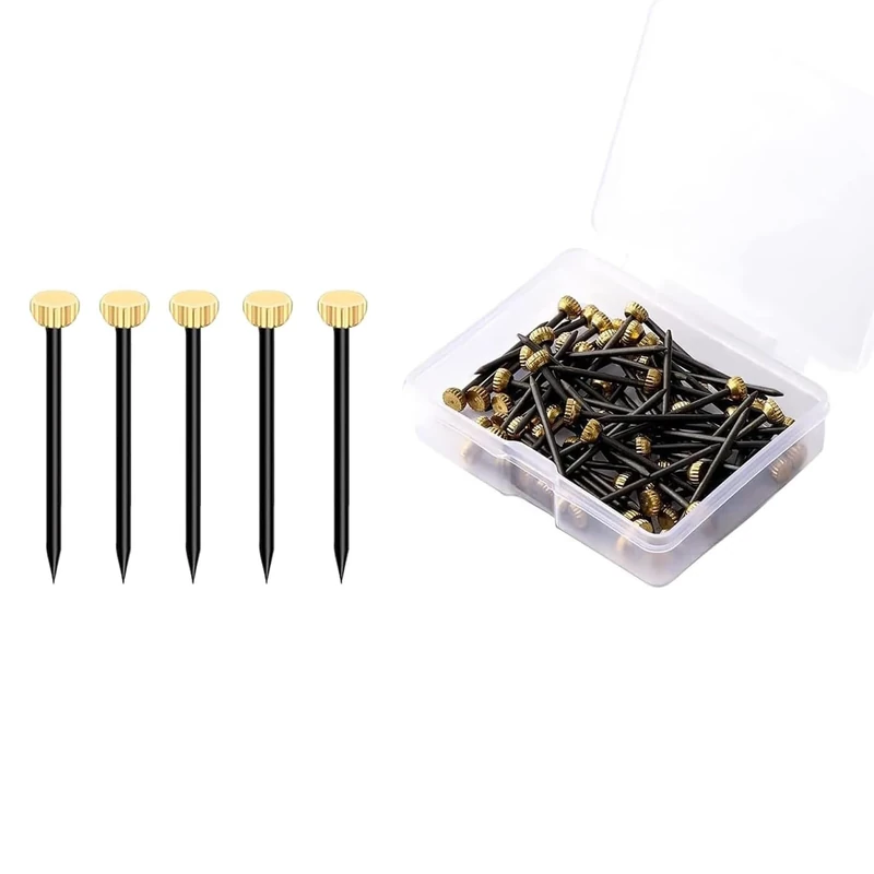 50Pcs Metal Plaster Picture Frame Hangers Picture Hanging Nails with Plastic Storage Box,Picture Pins Frame Hanging Nails,Metal Head Hanging Pins Nail Hook Pins for Hanging Photo Frame