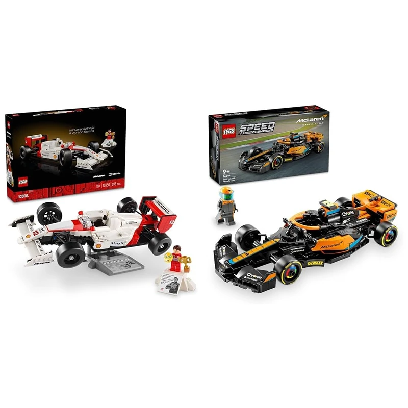 LEGO Icons McLaren MP4/4 & Ayrton Senna Vehicle Set, F1 Race Car Model kit & Speed Champions 2023 McLaren Formula 1 Race Car Toy for 9 Plus Year Old Kids, Boys & Girls who Love Independent Play