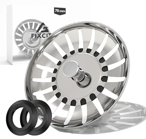 FIXCITI 78mm Steel Sink Plug - Dual Function, 2 Silicone Seals