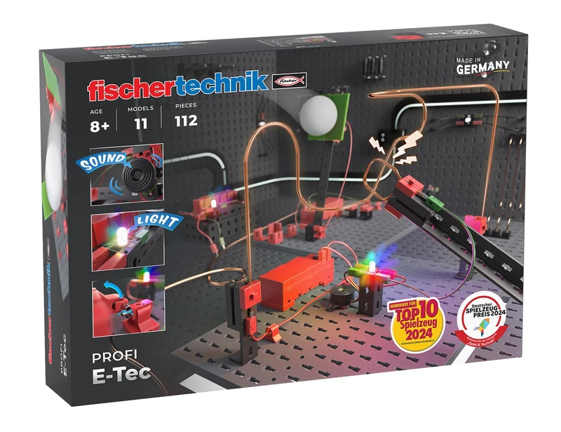 fischertechnik E-Tec 571905 — Electrical Construction Kit for Kids, Experiment Kit with 11 Models, Ages 8+