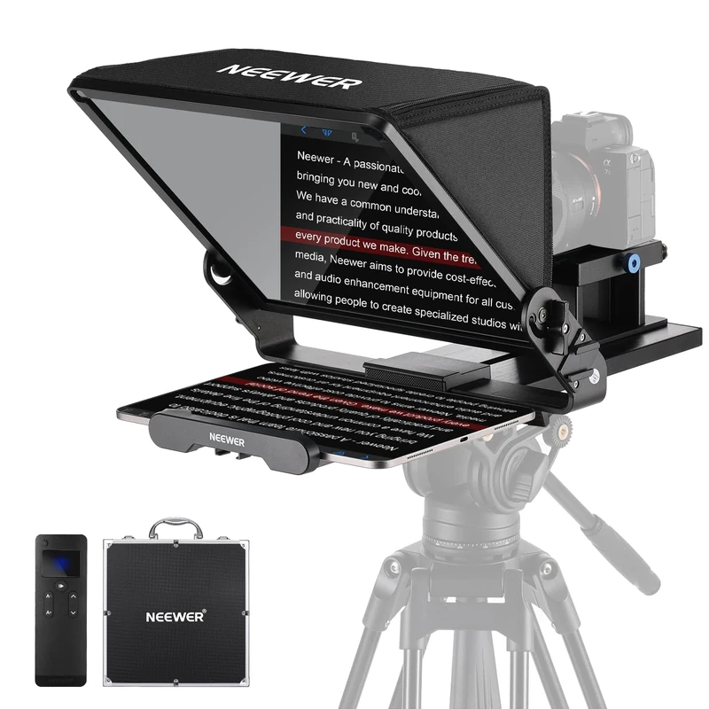 NEEWER Teleprompter X14 III with RT113 Remote/App Control, 45° Tilt 14" Beamsplitter All Metal Frame Upgraded Mount QR Plate Compatible with 501PL for iPad DSLR, Assembly Free