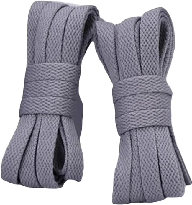 Danraw Stores [PAIR] Flat Shoe laces, Soft Trainer Lace, Sneaker Lace, Polyester,Sports, Casual, Hiking, Mountaineering, Walking, Running (Grey, 120cm)