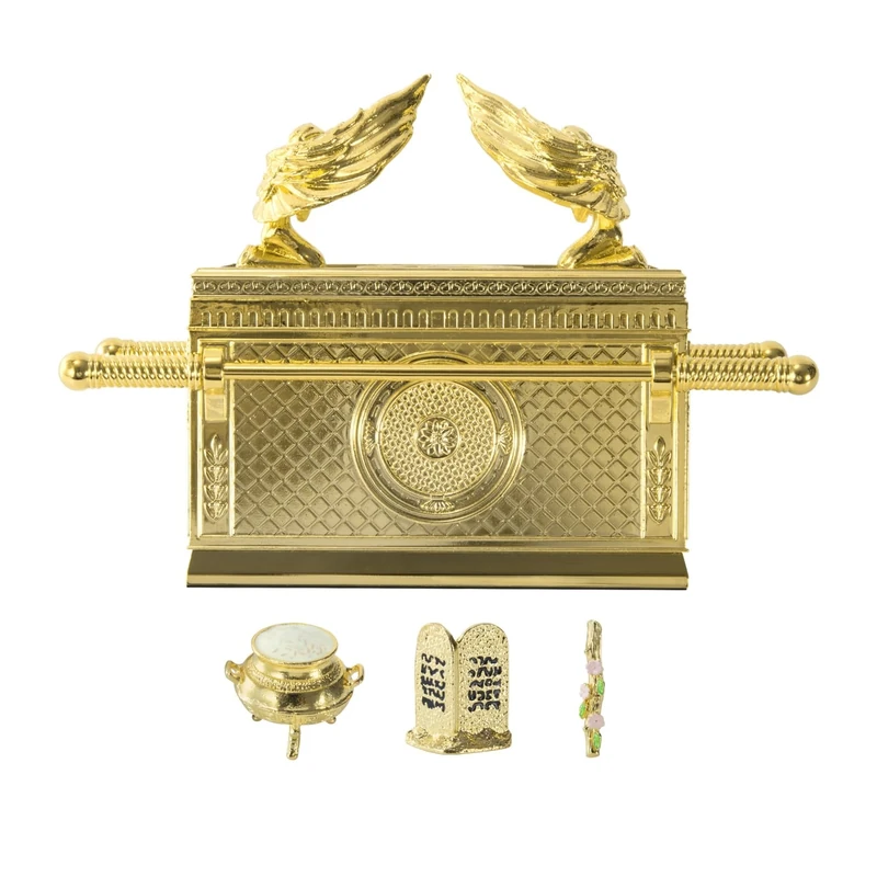 BRTAGG RTAGG The Ark of The Covenant Historic Model Replica with Rod of Aaron/Manna/Ten Commandments, Gold Plated Religious Decorative Figurine Collectible Judaic Israel (1:10 Scale)