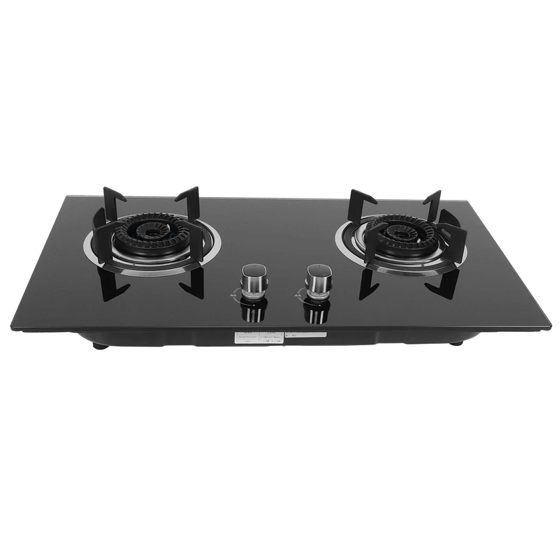 2 Burners Liquefied Gas Stove with Stainless Steel Burners Cap - Durable Cast Iron Material, Easy to - Cold Plate Sprayed All Black Bottom Shell - 4.5KW Power for Various Uses