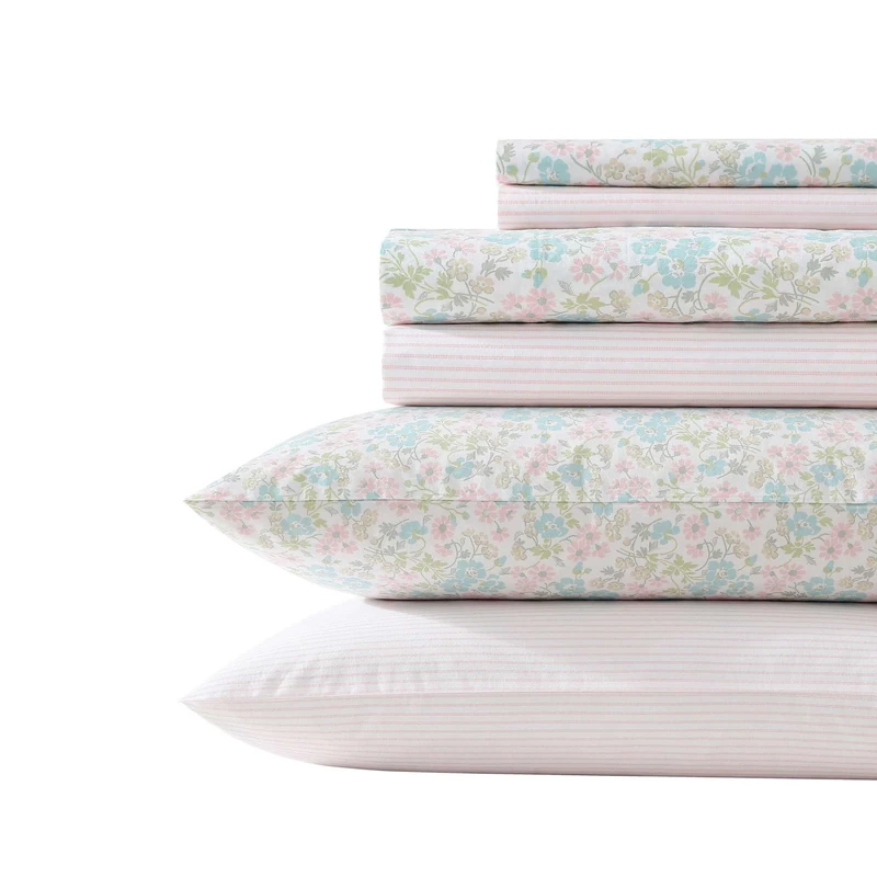 Laura Ashley - Sheet Set, Super Soft Bedding Set with Deep Pocket, Includes Matching Bonus Pillowcases, Floral Home Decor (Jaynie Pink, King)