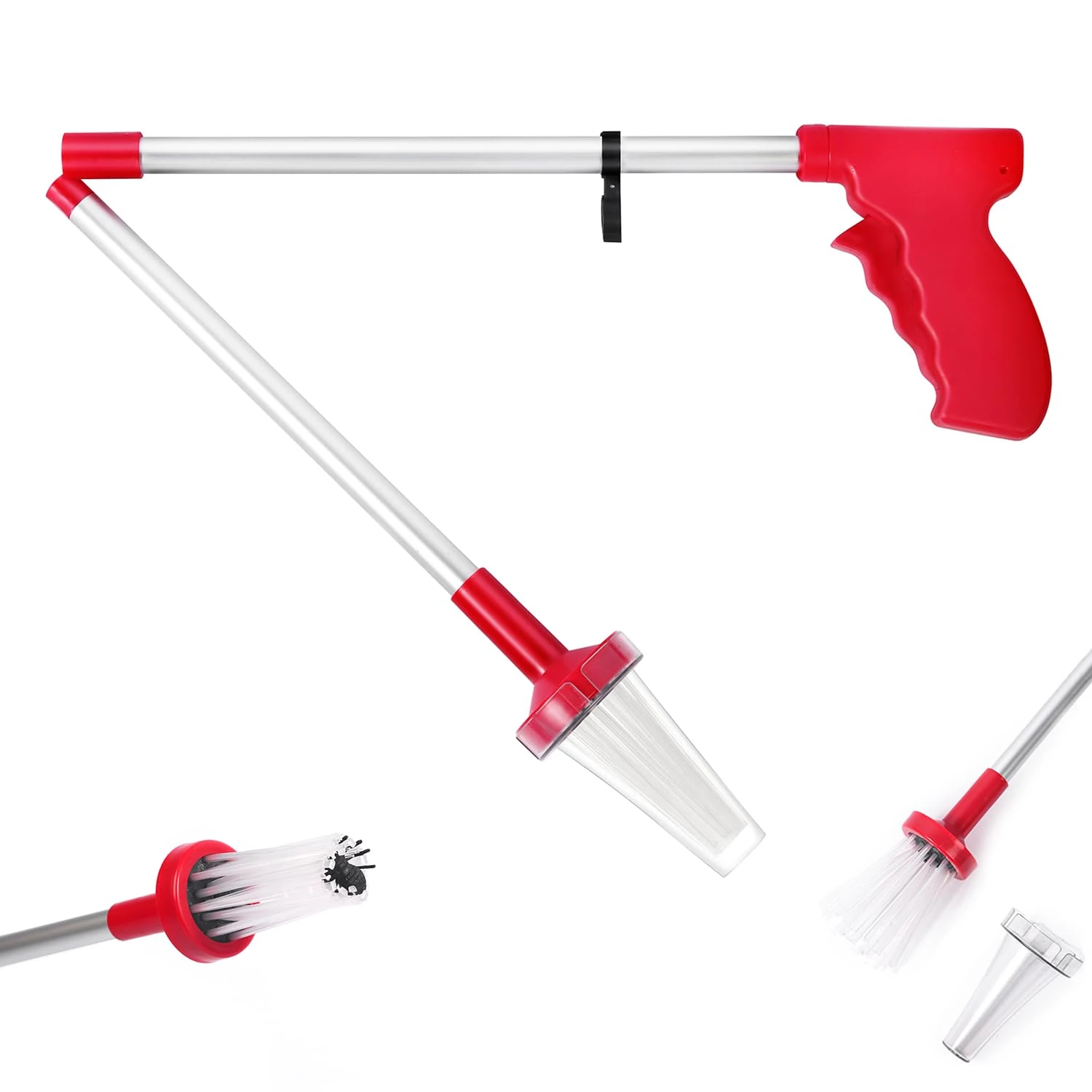 FLORA VERDE Foldable Spider Catcher Extra Long Handle – 82cm Humane Spider Catchers For The Home Long Handle | Safely Insect Catcher Long Handle Spider Catcher | Anti Bug Catcher Long Handle (Red)