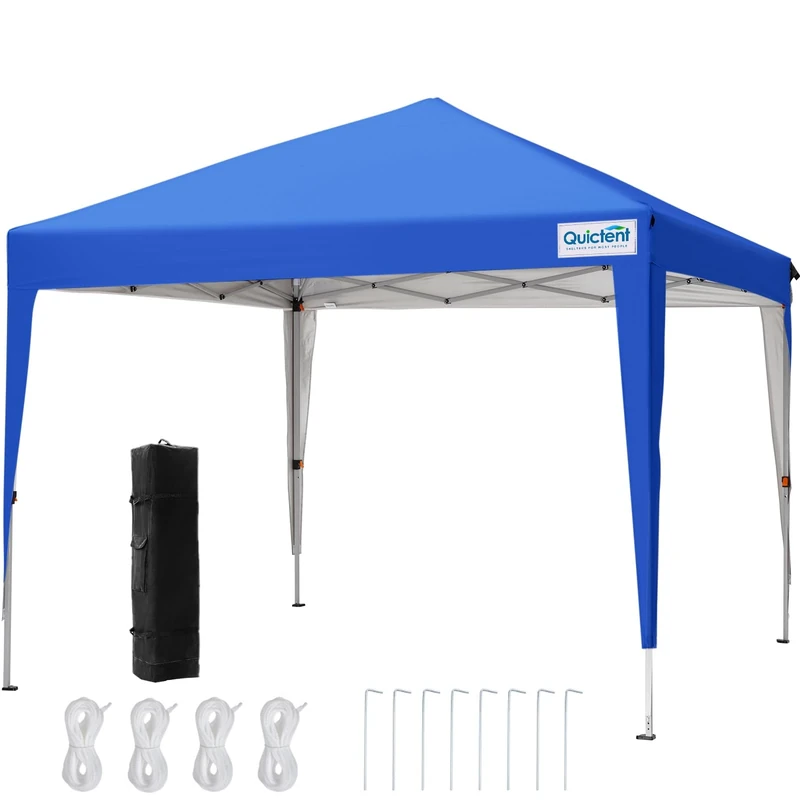 Quictent 3x3m (10x10ft) Portable Pop Up Canopy Gazebo with Carry Bag, Lightweight Shelter Tent for Parties, Camping, Festivals, Garden Events, Blue-No Top Vent