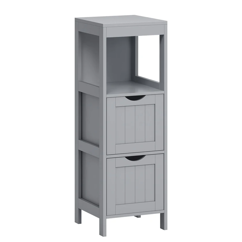 VASAGLE Bathroom Floor Cabinet, Freestanding Bathroom Storage Unit, with 2 Drawers, 1 Open Compartment, for Bathroom, Living Room, Kitchen, Modern Style, Dove Grey BBC042G02